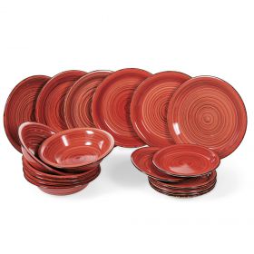 Servizio piatti rosso 18 pezzi in stoneware, Dubai Red