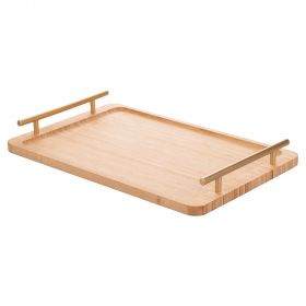 Vassoio 40x25 cm in bambù, manici dorati, Natural