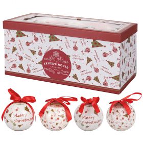 Set box 14 palle di Natale decoro Merry Christmas e alberi, Santa's House