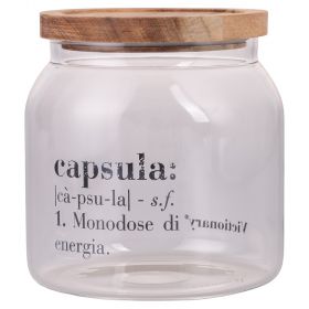 Barattolo capsule in borosilicato e acacia, Victionary