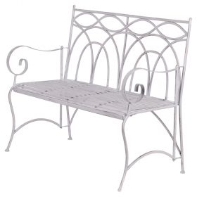 Panchina in ferro 113x55x96 cm richiudibile, bianco anticato, Esté