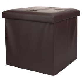 Pouf contenitore multiuso in pvc, marrone, Sibilla