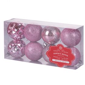 Set 8 palle di Natale decorate rosa assortite Ø 6 cm, Santa's House