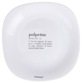 Piatto piano quadrato in vetro opalino