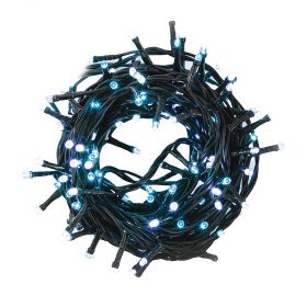 Filo 180 led bianco/blu, 8 m, uso esterno, 8 giochi luce, Santa's House