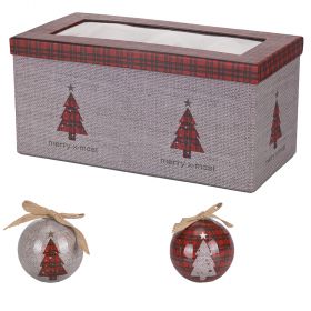 Set 12 palle di Natale Ø  7,5 cm, decoro tartan rosso, Santa's House