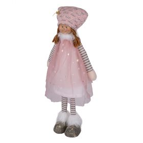 Bambolina natalizia in tulle rosa h. 46 cm, Doll