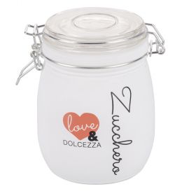 Barattolo zucchero 800 ml in vetro bianco, Love and