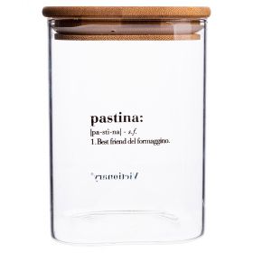 Barattolo pastina 1 L in vetro, coperchio in bambù, Victionary