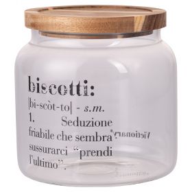 Barattolo biscotti in borosilicato e acacia, Victionary