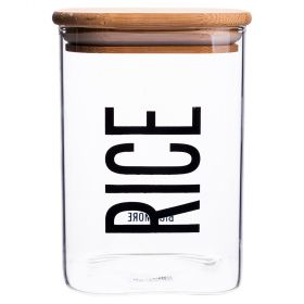 Barattolo riso 1 L in vetro, coperchio in bambù, Bigismore