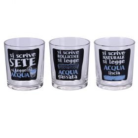 Set 3 bicchieri acqua in vetro 270 ml, Si scrive si legge