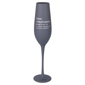 Flûte 210 ml in vetro opaco con scritta, grigio, Victionary