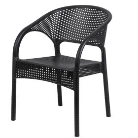 Sedia da giardino con braccioli, effetto rattan, antracite, Lisbona Esté