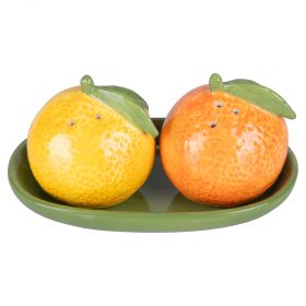 Set sale e pepe con stand, design llimone e mandarino, Fruit Life