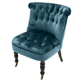 Poltrona salotto con ruote design vintage, ottanio, Sibilla
