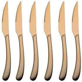 Set 6 coltelli bistecca in acciaio inox, oro opaco, Montecarlo