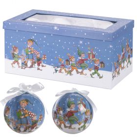 Set 12 palle di Natale Ø  7,5 cm, decoro elfi, Santa's House