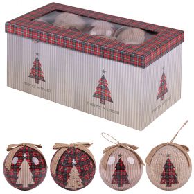 Set box 14 palle di Natale decoro tartan e righe, Santa's House