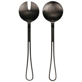 Set 2 posate a servire in acciaio satinato black, Elegance