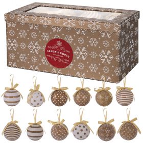 Set box 14 palle di Natale oro decoro righe e pois, Santa's House
