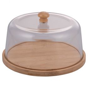 Vassoio in bambù con cloche in vetro