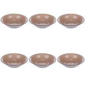 Set 6 piatti fondi in gres dipinto a mano, terracotta, 4 Toni