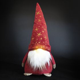 Gnomo led rosso in tessuto effetto velluto h. 34 cm, Xmas