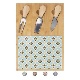 Set tagliere e 3 coltelli da formaggio, in legno di bambù 21,5x30,5cm, Valladolid