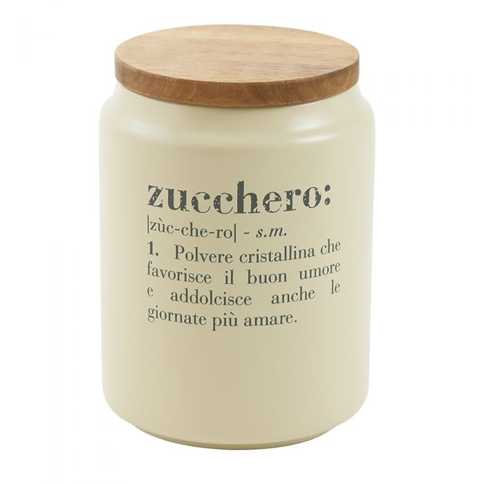 Barattolo zucchero 800 ml in gres coperchio in bambù Vi