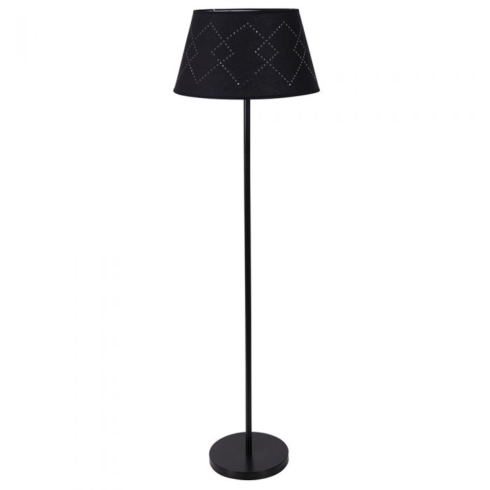 Lampada piantana base satinata nera paralume nero h. 138 cm