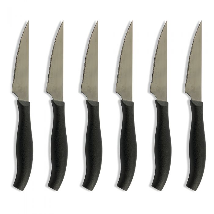 Set 6 coltelli da tavola lama seghettata in acciaio inox S&#