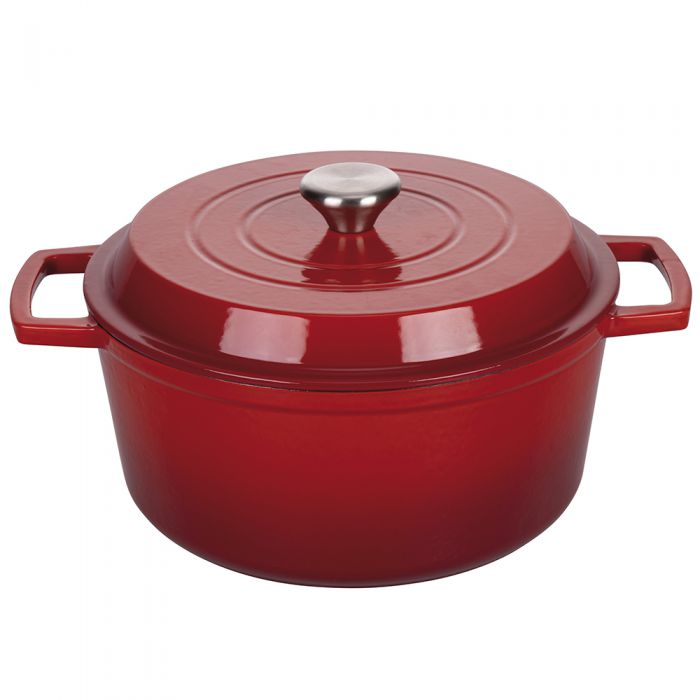 Velaze Casseruola in Ghisa, Pentola a Induzione per Stufati e Brasati,  Cocotte Casseruola con Coperchio in Rivestimento Smaltato, Forno Olandese,  Rosso, Ovale - 30 cm, 5 L : : Casa e cucina