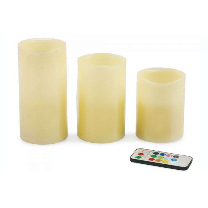 Set 3 candele led 12 variazioni di colore con telecomando