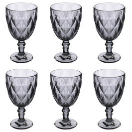 Set Di 6 Calici In Vetro Rigato Da 250 Ml – Design Elegante, Resistenti E Lavabili In Lavastoviglie, Disponibili In Vari Colori (Blu)