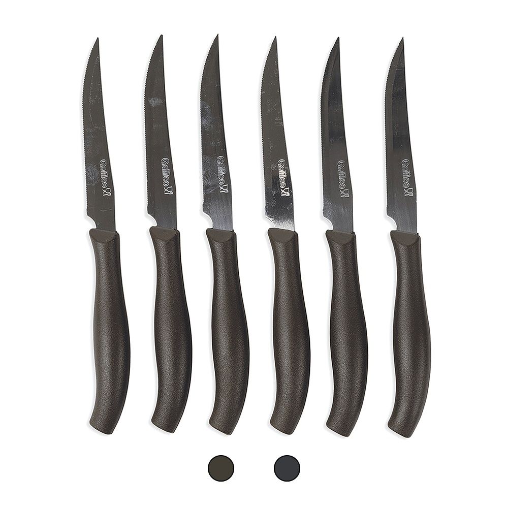 Set 6 Coltelli Da Bistecca Quttin Dark – Lama Da 11 Cm – Affilatura Artigianale – Manico Ergonomico – Ideali Per La Tavola