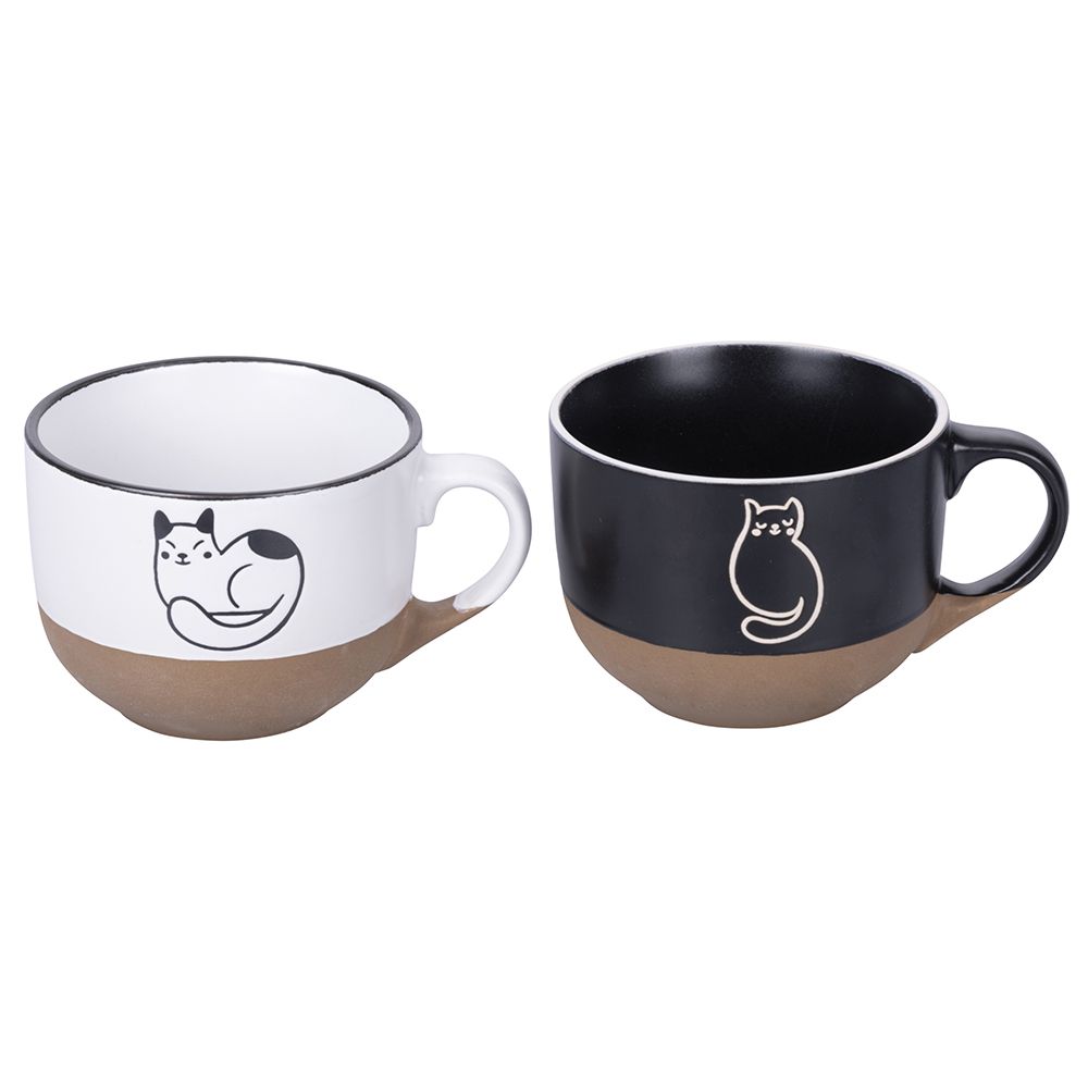 Set 2 tazze jumbo 490 ml in gres con manico Cat