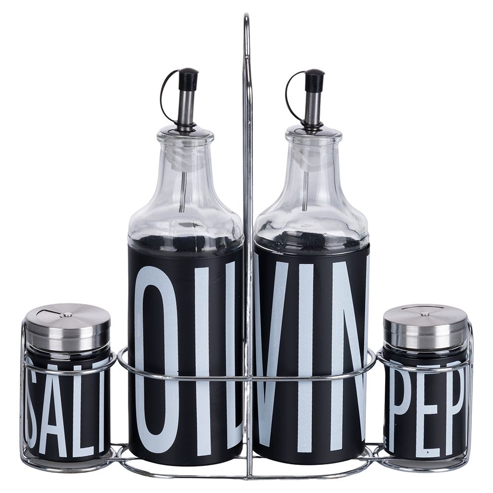Set di 13 Pezzi per Condimenti da Cucina con Logo: Dispenser per Olio, Saliera e Pepiera