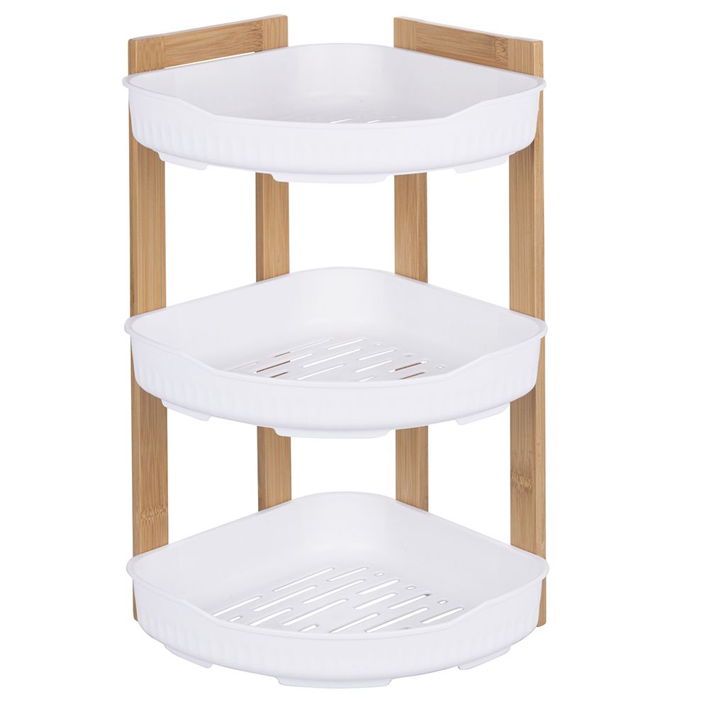 Mobile Appendiabiti 2 In 1 Con Ripiano A 2 Livelli 60x40x167,5 Cm In Acciaio E Truciolato Bianco E Legno Naturale Yzep291318258