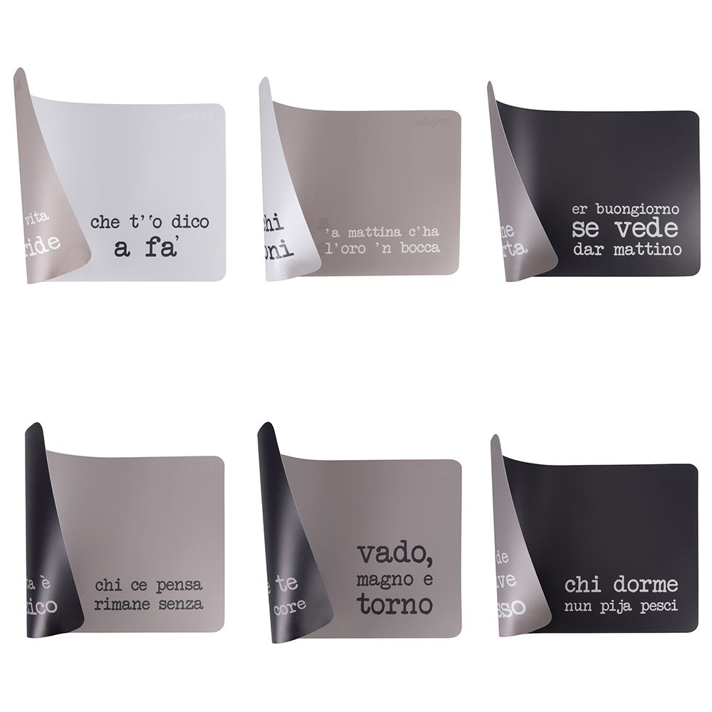 Set di 6 tovagliette lavabili in pelle nera Tovagliette