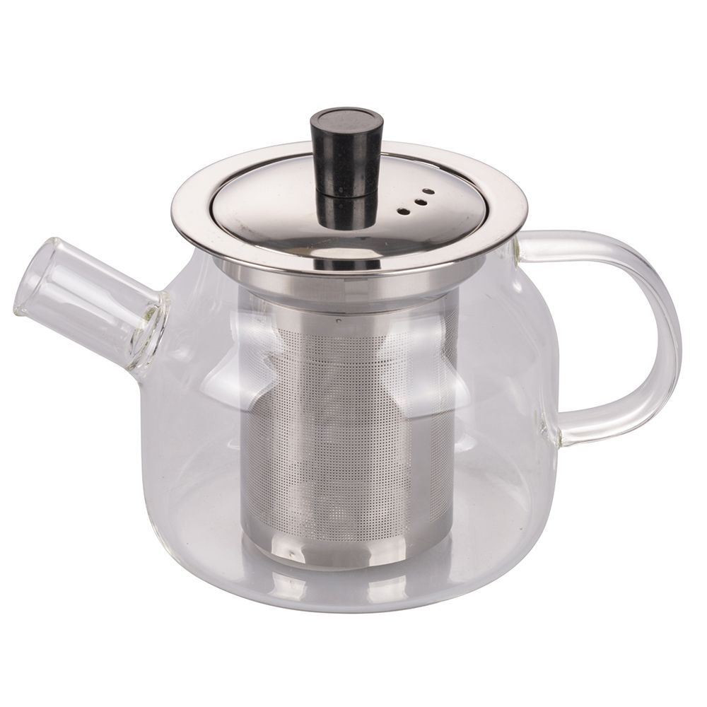 ecooe Teiera in vetro con infusore, 1000 ml con scaldamani 18/8 in