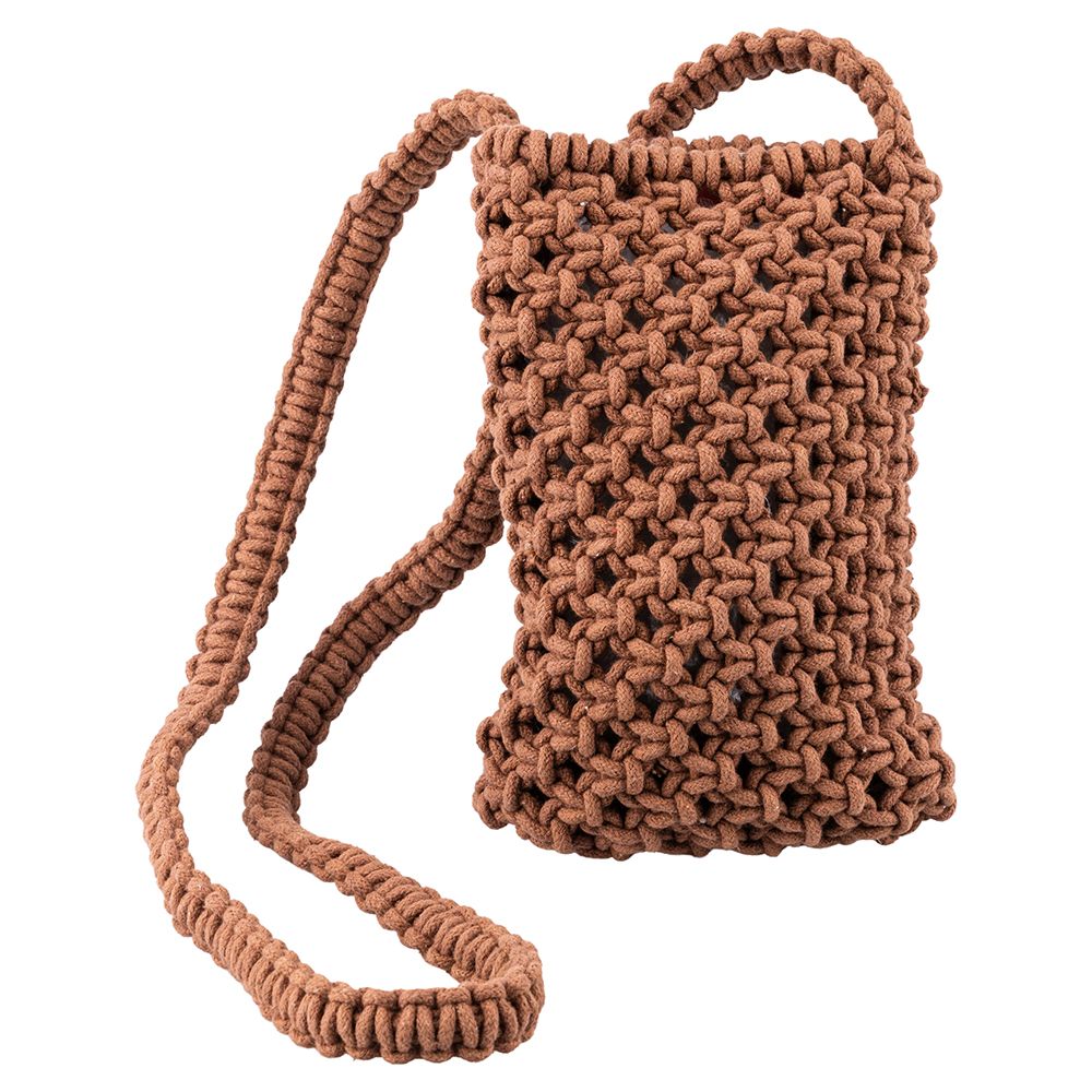 Mini Bag Spiaggia Macramè In Cotone Intrecciato – Tracolla Rimovibile, Stile Boho Chic, Nero, 13x20 Cm - copertina