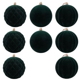 Set 8 palle di Natale verdi effetto velluto &#216; 6 cm, Santa&#39;s House
