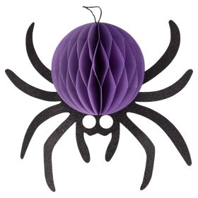 Ragno decorativo 3D in carta con chiusura in velcro h. 18 cm, Halloween