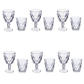 Set bicchieri acqua e calici vino da 12 pezzi, Elizabeth Sibilla