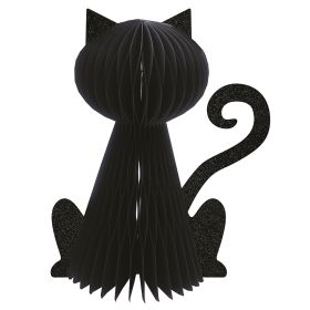 Gatto nero decorativo 3D in carta con chiusura in velcro h. 20 cm, Halloween