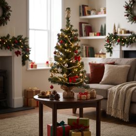 Albero di Natale 100 rami h. 90 cm base in juta, Santa&#39;s House