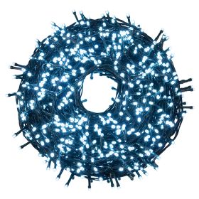 Filo 1000 led bianco freddo, 49,95 m, uso esterno, 8 giochi luce, Santa's House