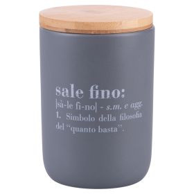Barattolo sale fino 700 ml in ceramica e bambù, Victionary