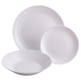 Servizio piatti 18 pezzi, in vetro opalino, 6 posti tavola, Simply White